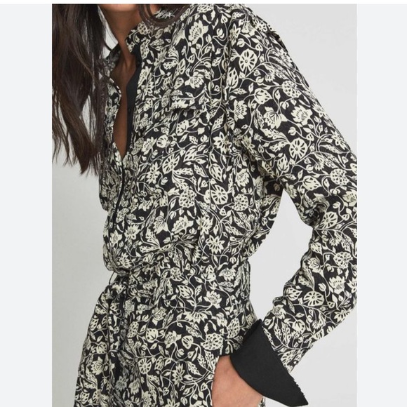 NWOT REISS Micah Printed Long-Sleeve Midi  Dress - Picture 6 of 15